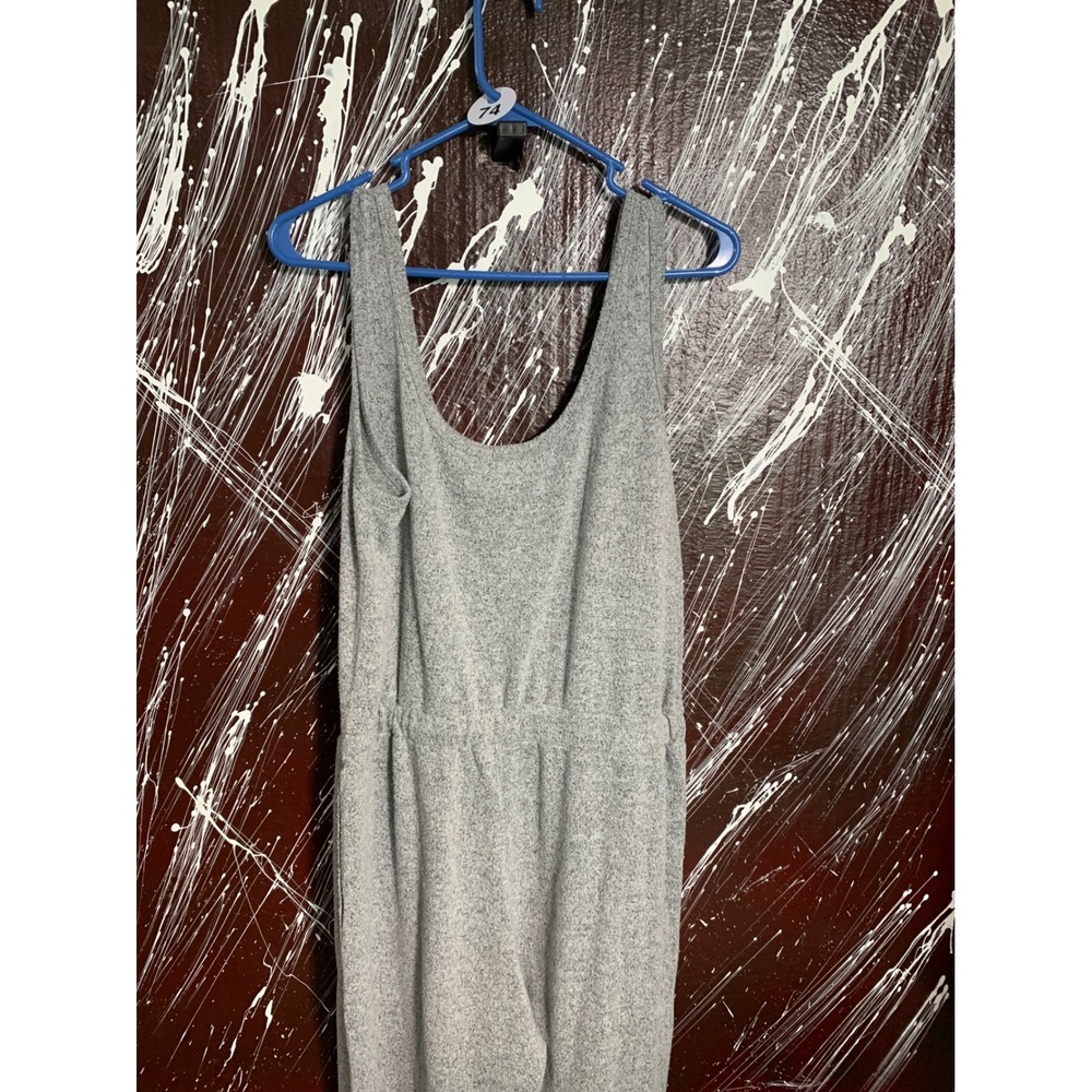 Venus Womens XL Gray Heathered Knit Sleeveless Scoop Neck Drawstring Jumpsuit - Picture 3 of 5